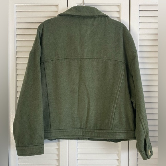 Time & Tru Olive Green Button Up Jacket, Size S, Pockets, Button Cuffs - Picture 2 of 7